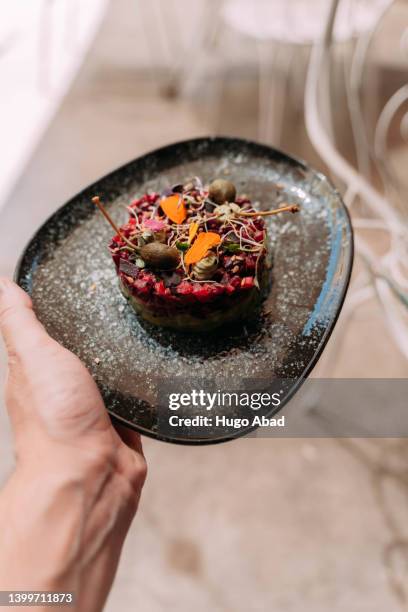 beet tartar to serve. - tartar sauce stock pictures, royalty-free photos & images