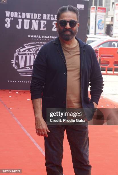 Kamal Hassan attends the trailer launch 'Vikram Hitlist' on May 28, 2022 in Mumbai, India.