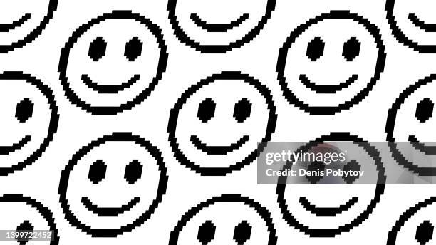 pixelated seamless illustration - smileys or emoticons. - smiley face emoji background stock illustrations