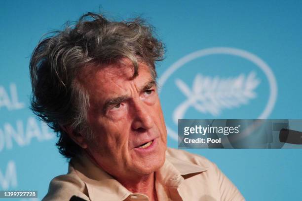 François Cluzet attends the press conference for "Mascarade" during the 75th annual Cannes film festival at Palais des Festivals on May 28, 2022 in...