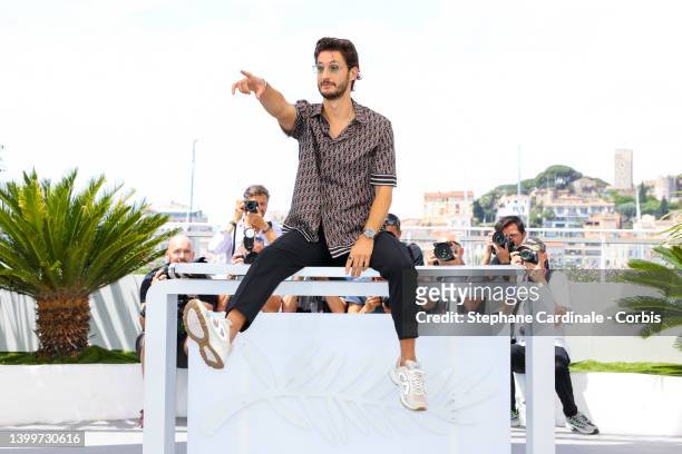 Pierre Niney attends the photocall for "Mascarade" during the 75th annual Cannes film festival at Palais des Festivals on May 28, 2022 in Cannes,...