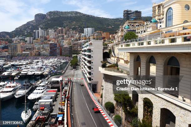 Charles Leclerc of Monaco driving the Ferrari F1-75 on track during final practice ahead of the F1 Grand Prix of Monaco at Circuit de Monaco on May...