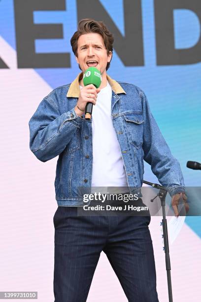 Presenter Greg James during Radio 1's Big Weekend 2022 at War Memorial Park on May 28, 2022 in Coventry, England.