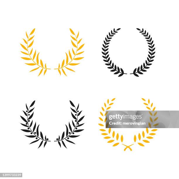 illustrations, cliparts, dessins animés et icônes de héraldique de couronne de laurier - laurier