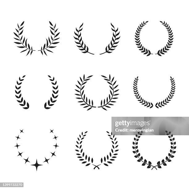 stockillustraties, clipart, cartoons en iconen met laurel wreath collection - olijfboom