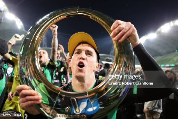 Neil Kilkenny of Western United celebrates with the trophy during the A-League Mens Grand Final match between Western United and Melbourne City at...