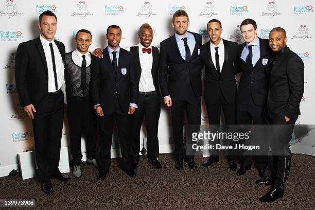 John Terry, Aston Merrygold, Ashley Cole, OritsT Williams, Rob Green, Marvin Humes, Adam Johnson and JB Gill of JLS and the England football team...