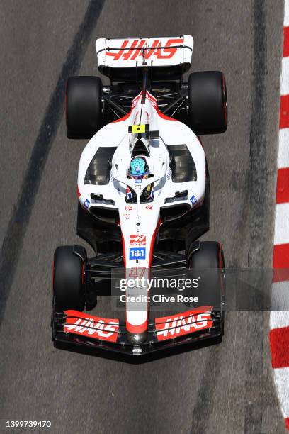 Mick Schumacher of Germany driving the Haas F1 VF-22 Ferrari on track during final practice ahead of the F1 Grand Prix of Monaco at Circuit de Monaco...
