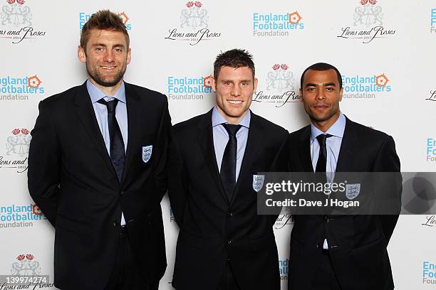 Rob Green, James Milner and Ashley Cole attend The England Footballers Foundation Lions and Roses Charity Dinner 2012 in aid of Help For Heroes and...