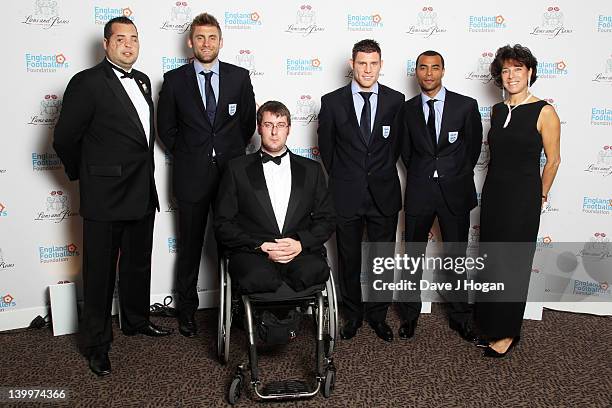 Simon Brown, Rob Green, Steve Palmer, James Milner, Ashley Cole and Stephanie Moore attend The England Footballers Foundation Lions and Roses Charity...