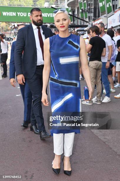 Princess Charlene of Monaco attends qualifying ahead of the F1 Grand Prix of Monaco at Circuit de Monaco on May 28, 2022 in Monte-Carlo, Monaco.