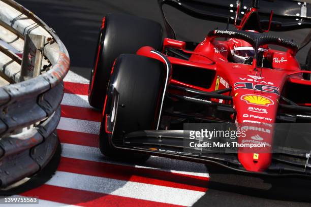 Charles Leclerc of Monaco driving the Ferrari F1-75 on track during qualifying ahead of the F1 Grand Prix of Monaco at Circuit de Monaco on May 28,...