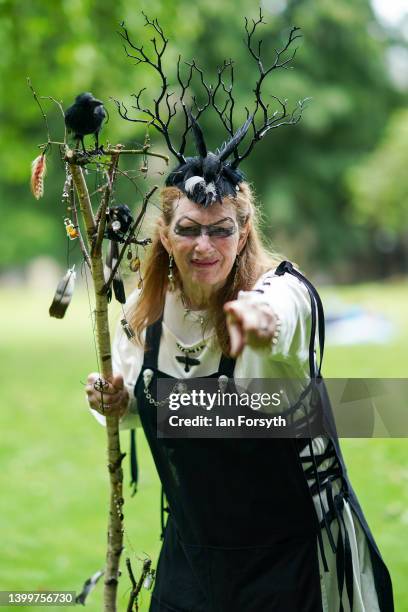 Viking re-enactors prepare to march through York during the Yorvik Viking Festival on May 28, 2022 in York, England. The march through the city is...