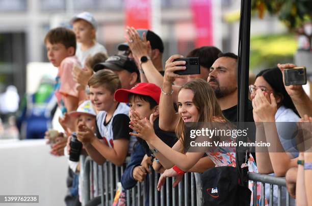 Fans look on during Day 2 of the eSC – eSkootr Championship in Sion on May 28, 2022 in Sion, Switzerland.