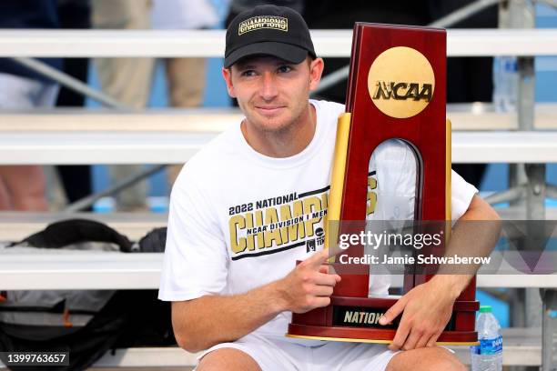 Gianni Ross of the Virginia Cavaliers celebrates after defeating the Kentucky Wildcats during the Division I Men's Tennis Championship held at the...