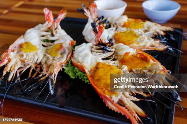 grilled giant river prawn. - ayuthaya stock pictures, royalty-free photos & images