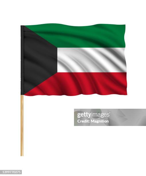 flag of kuwait - kuwait landmark stock illustrations