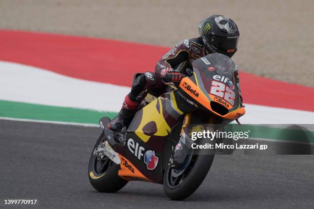 Sam Lowes of Great Britain and Elf Marc VDS Racing Team heads down a straight during the MotoGP of Italy - Qualifying at Mugello Circuit on May 28,...