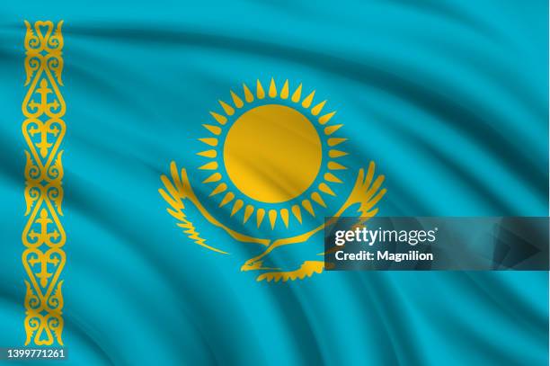 flag of kazakhstan - kazakhstan stock illustrations