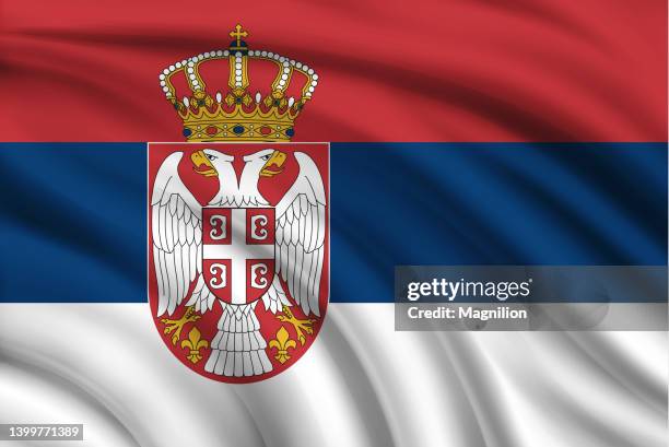 flagge von serbien  - serbian flag stock-grafiken, -clipart, -cartoons und -symbole