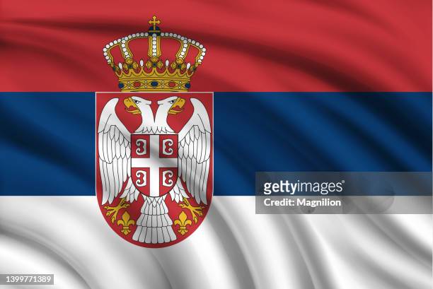 stockillustraties, clipart, cartoons en iconen met flag of serbia - servië