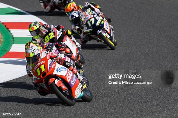 Sergio Garcia of Spain and Gavita GasGas Aspar Team Moto3 leads the field during the MotoGP of Italy - Qualifying at Mugello Circuit on May 28, 2022...