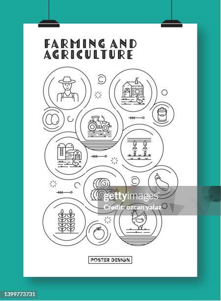 farming and agriculture ready template. - irrigation system stock illustrations