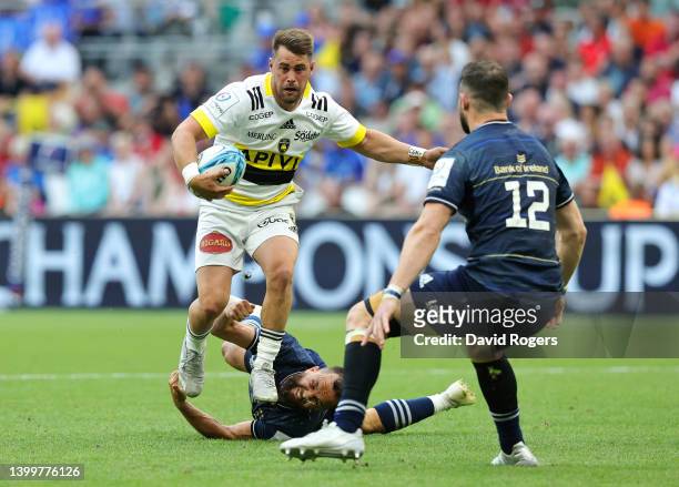 Arthur Retiere of La Rochelle is tackled by Jamison Gibson-Park of Leinster Rugby during the Heineken Champions Cup Final match between Leinster...