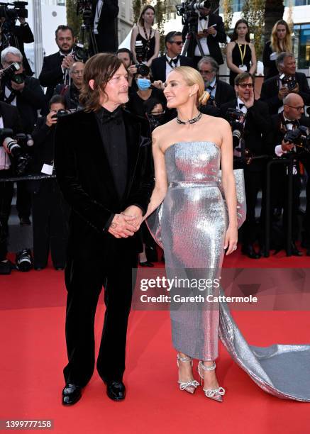 Norman Reedus and Diane Kruger attend the closing ceremony red carpet for the 75th annual Cannes film festival at Palais des Festivals on May 28,...