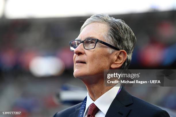 John W. Henry, Owner of Liverpool looks on prior to the UEFA Champions League final match between Liverpool FC and Real Madrid at Stade de France on...