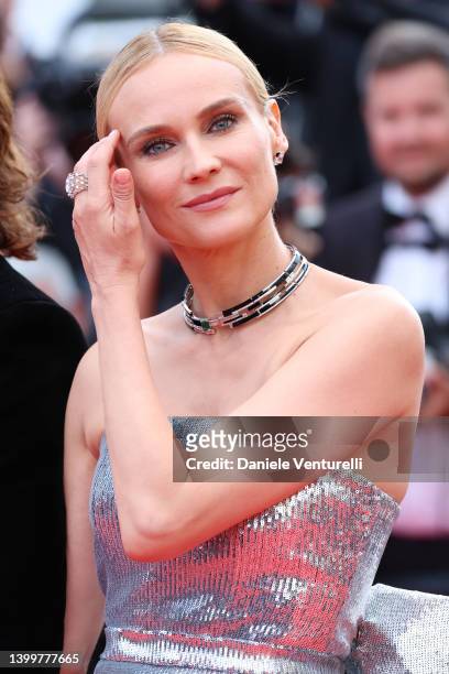 Diane Kruger attends the closing ceremony red carpet for the 75th annual Cannes film festival at Palais des Festivals on May 28, 2022 in Cannes,...