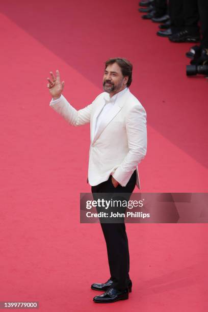 Javier Bardem attends the closing ceremony red carpet for the 75th annual Cannes film festival at Palais des Festivals on May 28, 2022 in Cannes,...