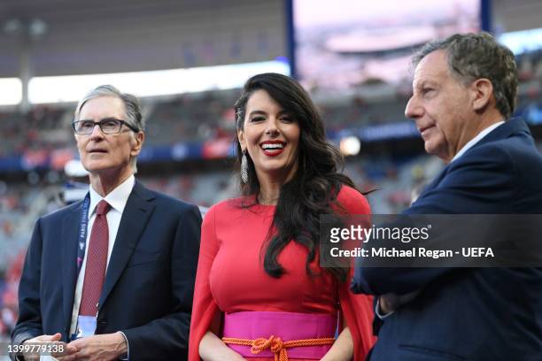 Owners of Liverpool, John W. Henry, wife Linda Pizzuti Henry and Tom Werner interact prior to the UEFA Champions League final match between Liverpool...
