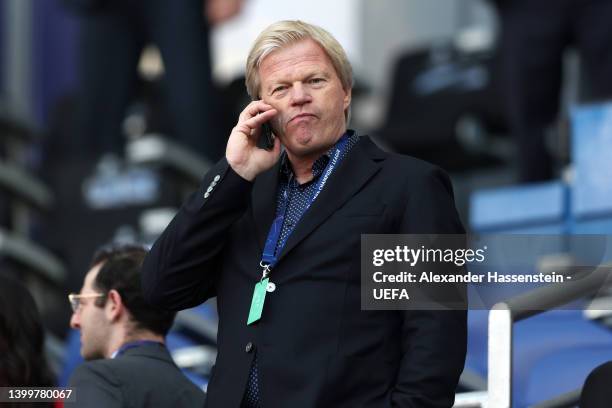 Oliver Kahn, CEO of Bayern Muenchen looks on prior to the UEFA Champions League final match between Liverpool FC and Real Madrid at Stade de France...