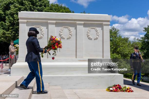 Soldier with the 3rd U.S. Infantry Regiment, known as "The Old Guard," during an Inaugural Flowers Of Remembrance Day at the Tomb of the Unknown...