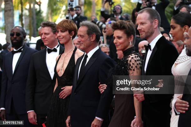 Jury Members Ladj Ly, Jeff Nichols, Rebecca Hall, President of the Jury of the 75th Cannes Film Festival Vincent Lindon, Jasmine Trinca, Joachim...