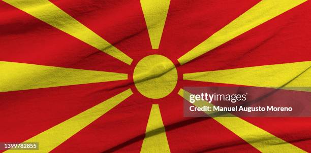 flag of north macedonia - macedonië land stockfoto's en -beelden