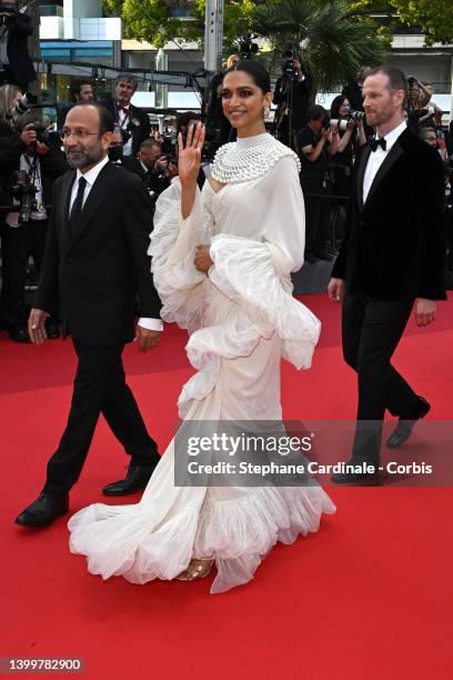 Jury Member Deepika Padukone attends the closing ceremony red carpet for the 75th annual Cannes film festival at Palais des Festivals on May 28, 2022...