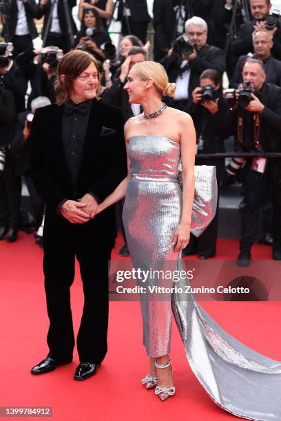 Norman Reedus and Diane Kruger attend the closing ceremony red carpet for the 75th annual Cannes film festival at Palais des Festivals on May 28,...