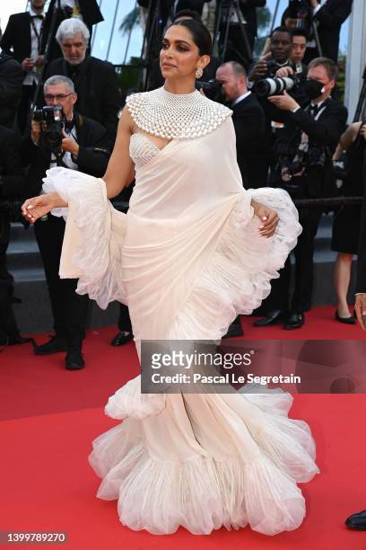 Jury Member Deepika Padukone attends the closing ceremony red carpet for the 75th annual Cannes film festival at Palais des Festivals on May 28, 2022...