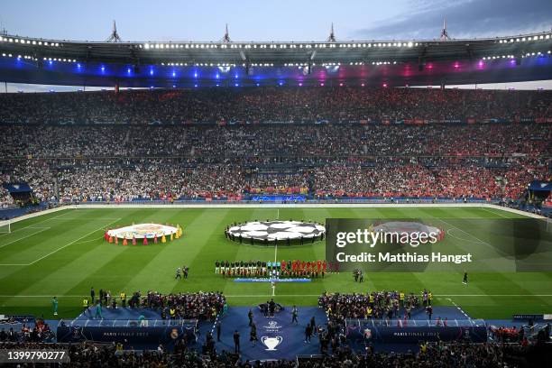 General view inside the stadium prior to the UEFA Champions League final match between Liverpool FC and Real Madrid at Stade de France on May 28,...