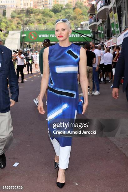 Princess Charlene of Monaco attends qualifying ahead of the F1 Grand Prix of Monaco at Circuit de Monaco on May 28, 2022 in Monte-Carlo, Monaco.