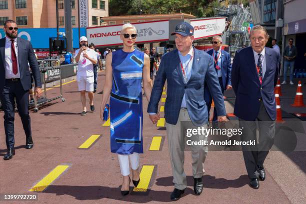 Prince Albert II of Monaco and Princess Charlene of Monaco attend qualifying ahead of the F1 Grand Prix of Monaco at Circuit de Monaco on May 28,...