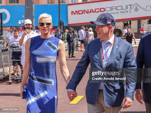 Prince Albert II of Monaco and Princess Charlene of Monaco attend qualifying ahead of the F1 Grand Prix of Monaco at Circuit de Monaco on May 28,...