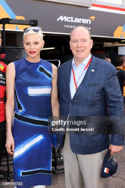 Prince Albert II of Monaco and Princess Charlene of Monaco attend qualifying ahead of the F1 Grand Prix of Monaco at Circuit de Monaco on May 28,...