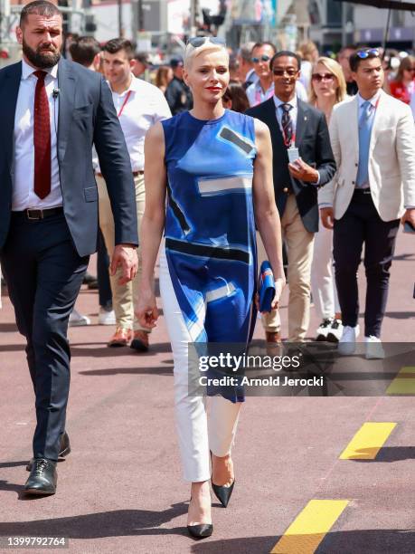 Princess Charlene of Monaco attends qualifying ahead of the F1 Grand Prix of Monaco at Circuit de Monaco on May 28, 2022 in Monte-Carlo, Monaco.