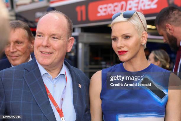 Prince Albert II of Monaco and Princess Charlene of Monaco attend qualifying ahead of the F1 Grand Prix of Monaco at Circuit de Monaco on May 28,...