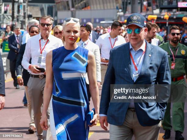 Prince Albert II of Monaco and Princess Charlene of Monaco attend qualifying ahead of the F1 Grand Prix of Monaco at Circuit de Monaco on May 28,...