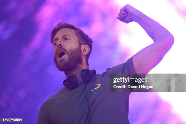Calvin Harris performs on stage during Radio 1's Big Weekend 2022 at War Memorial Park on May 28, 2022 in Coventry, England.