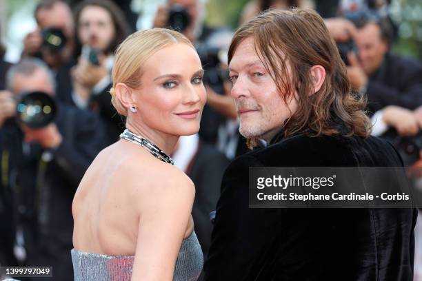 Diane Kruger and Norman Reedus attends the closing ceremony red carpet for the 75th annual Cannes film festival at Palais des Festivals on May 28,...